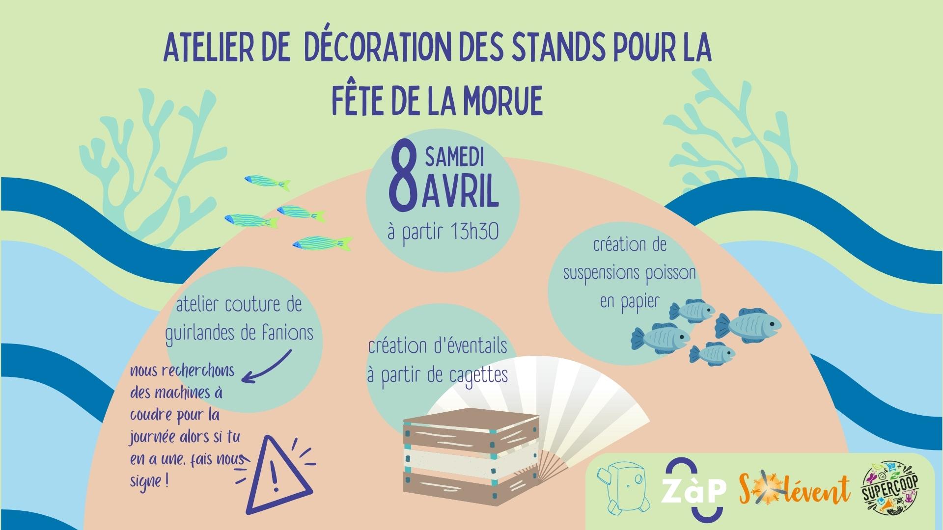Invitation aux ateliers de préparation de la déco des stands pour la fête de la morue